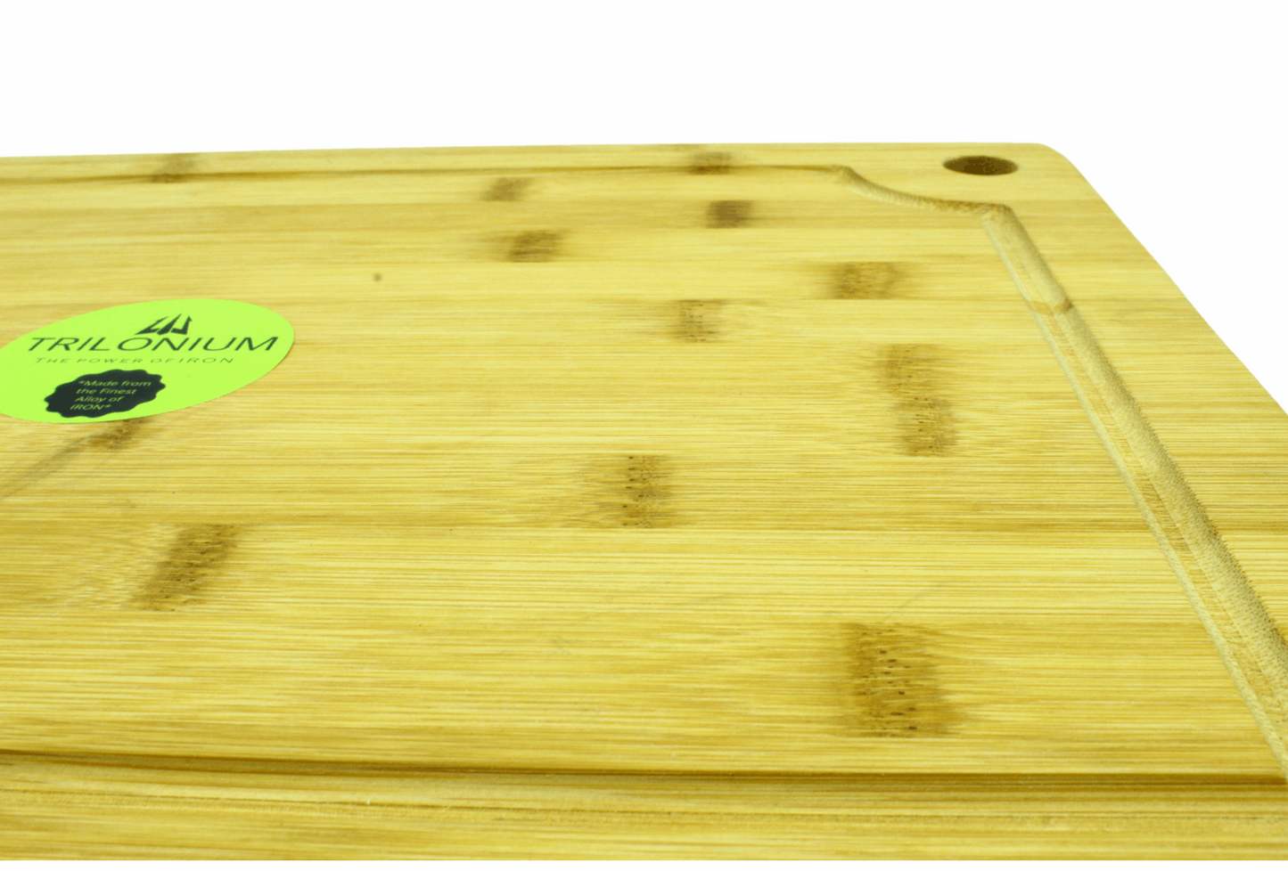 Bamboo Chopping Board | Cutting Board 16 x 12 inches + Set Of 3 Pcs Stainless Steel Knives | Combo TRILONIUM | Cast Iron Cookware