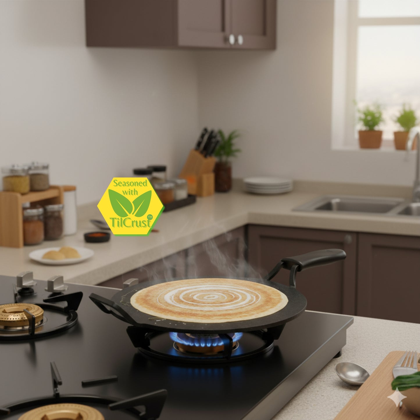 Trilonium Triple Seasoned Iron Dhruva Tawa 28cms, 2.5 kgs