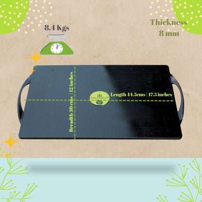 Trilonium Triple-Seasoned Iron Rectangular boulder griddle Tawa pan 17.5 x 12 inches | 44.5 x 30 cms, Weighs 8.4 Kgs