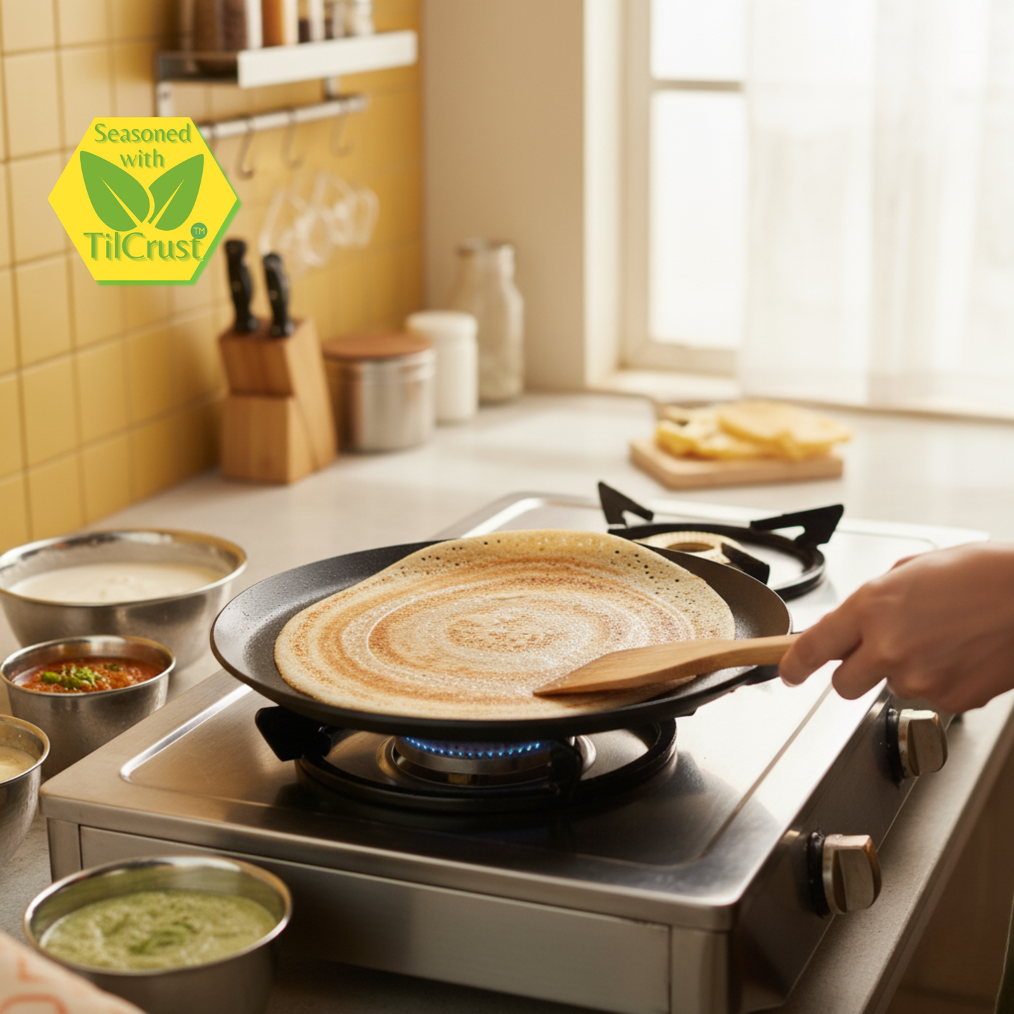 Trilonium Triple seasoned Iron Dosa Tawa Plate - 9.5 inches