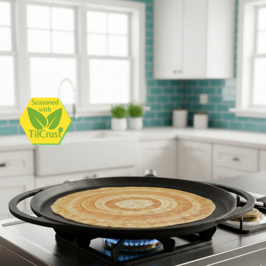 Trilonium Pre-Seasoned Cast Iron Dosa Tawa, Infinity 2.0, Diameter 11 inches, Weighs 2.4 Kgs