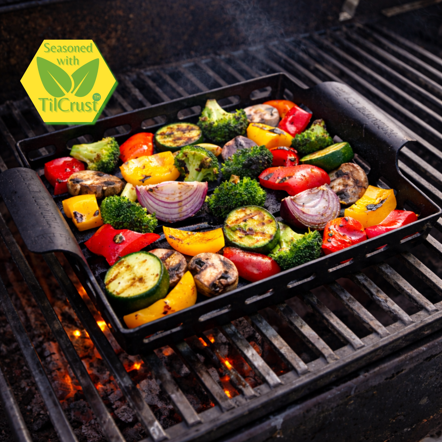 Trilonium Triple Seasoned Iron BBQ Grilling Basket 29cms