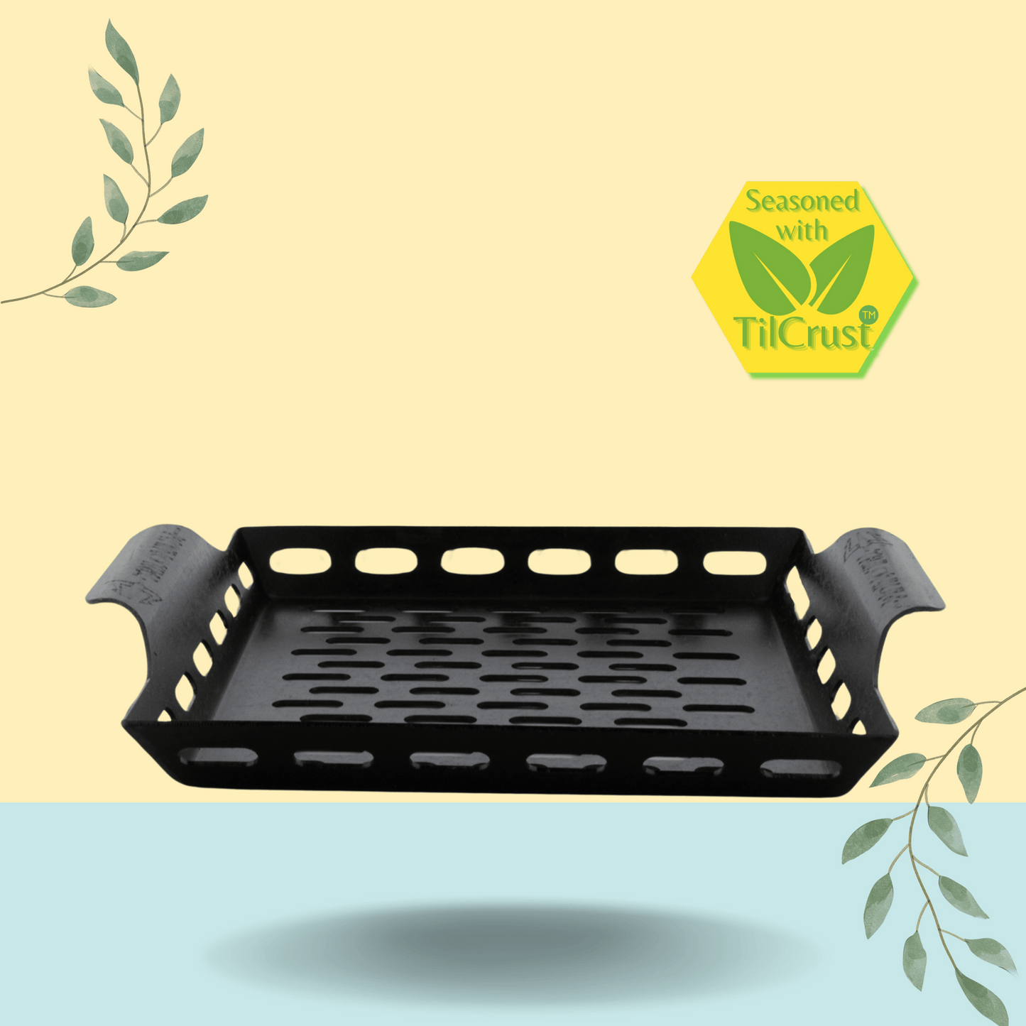 Trilonium Triple Seasoned Iron BBQ Grilling Basket 29cms