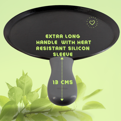 Trilonium Unicorn Triple seasoned Cast Iron Dosa Tawa 29 cms, weighs 2.49 Kgs | Induction Compatible | Free Silicone Sleeve Grip for hot handles and Free Dosa Spatula