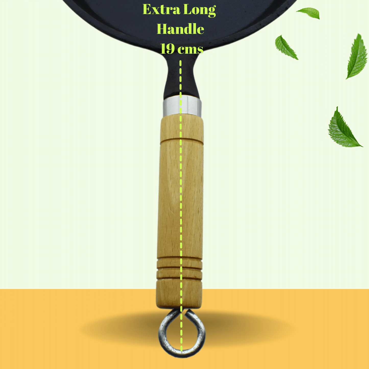 Trilonium Cast Iron Wooden handle Skillet 20 cms | Pre-Seasoned with TilCrust™ | Weighs 1.2 Kgs | Induction Compatible