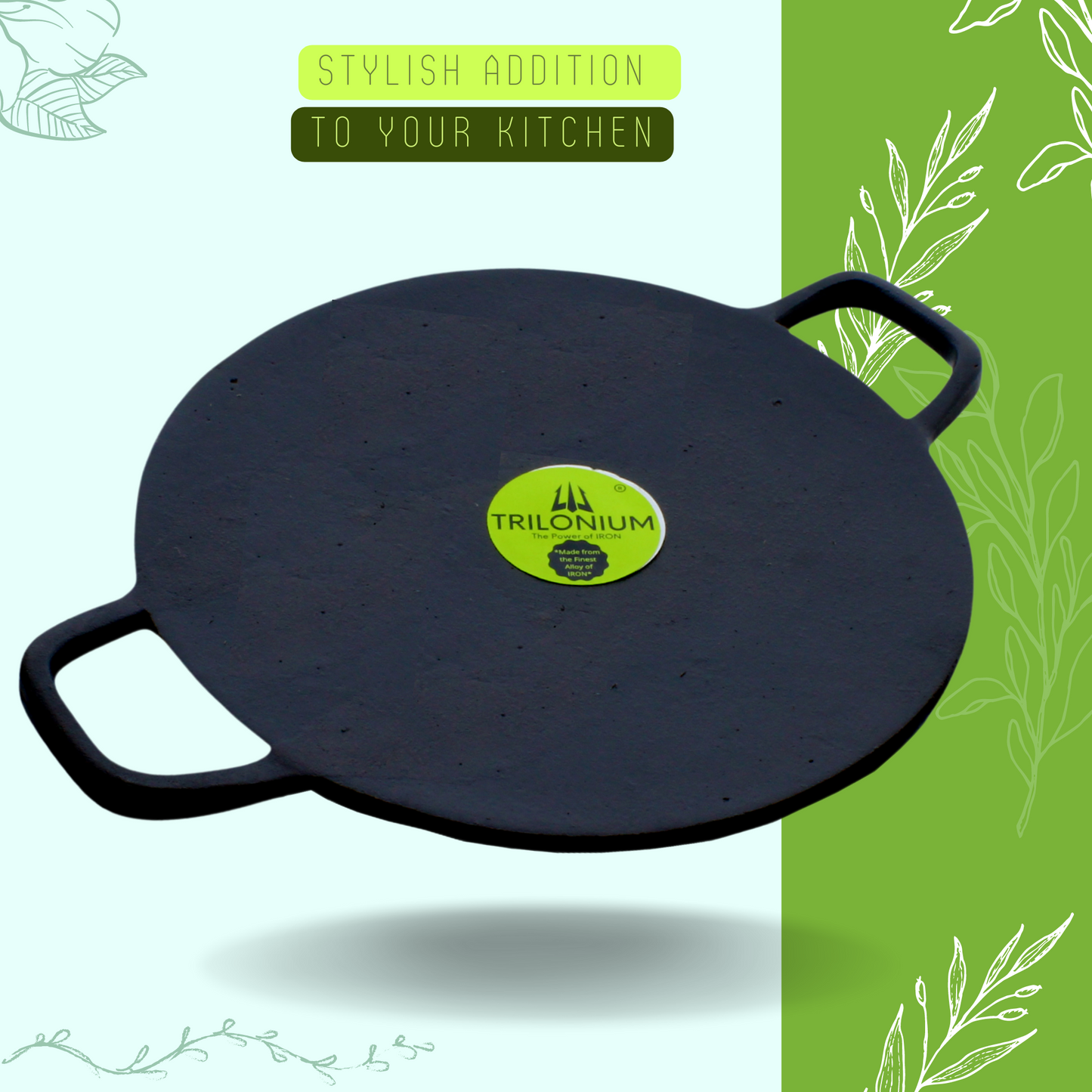 Trilonium Pre-Seasoned Cast Iron Concave Roti - Dosa Tawa 28 cms / 11 inches | Weighs 2.5 Kgs, Infinity