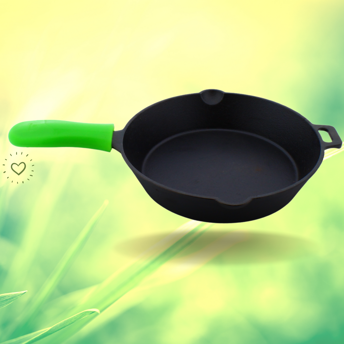 Cast Iron Skillet | Fry Pan | Pre-Seasoned | 10 inches | 2 Kgs | Induction Compatible | Free Silicone Heat Proof Sleeve Grip for hot handles
