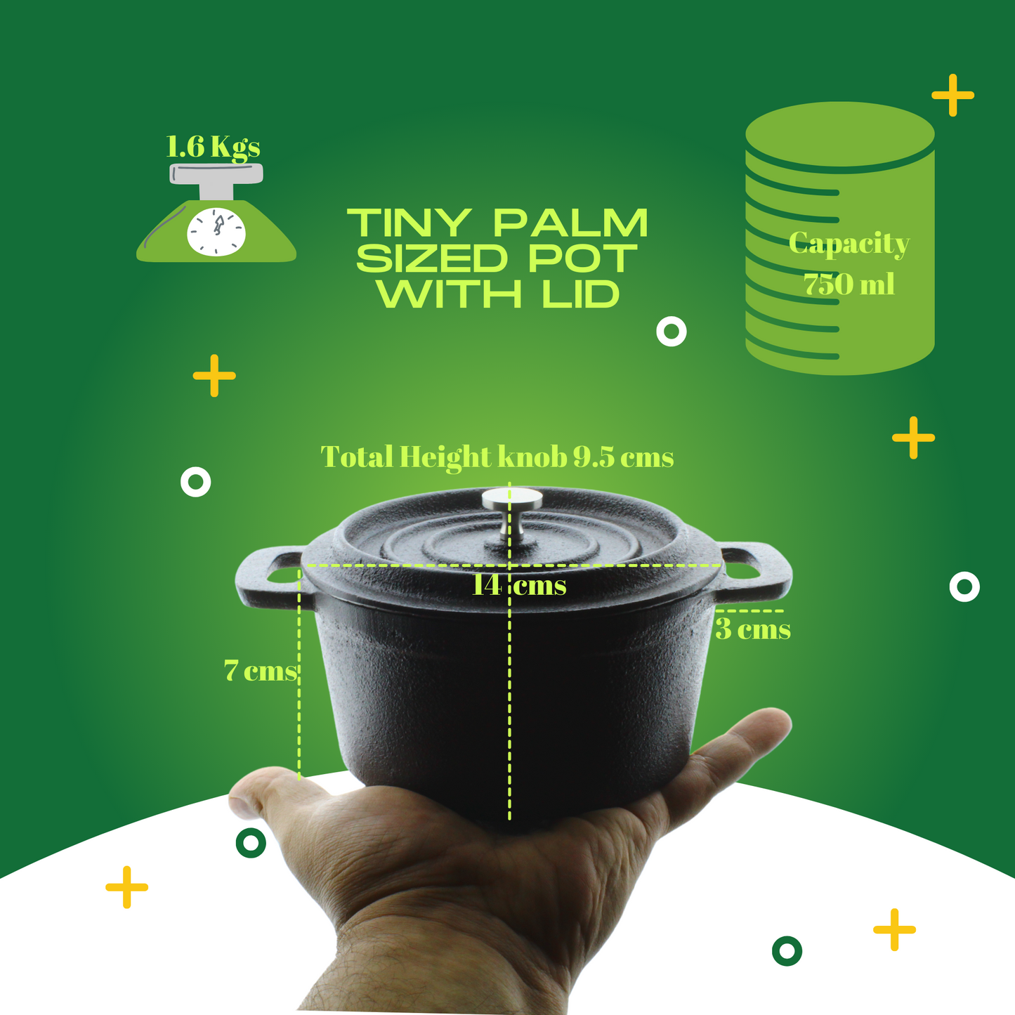 Trilonium Cast Iron Mini Cocotte Serving Pot 14 cms, Pre-Seasoned
