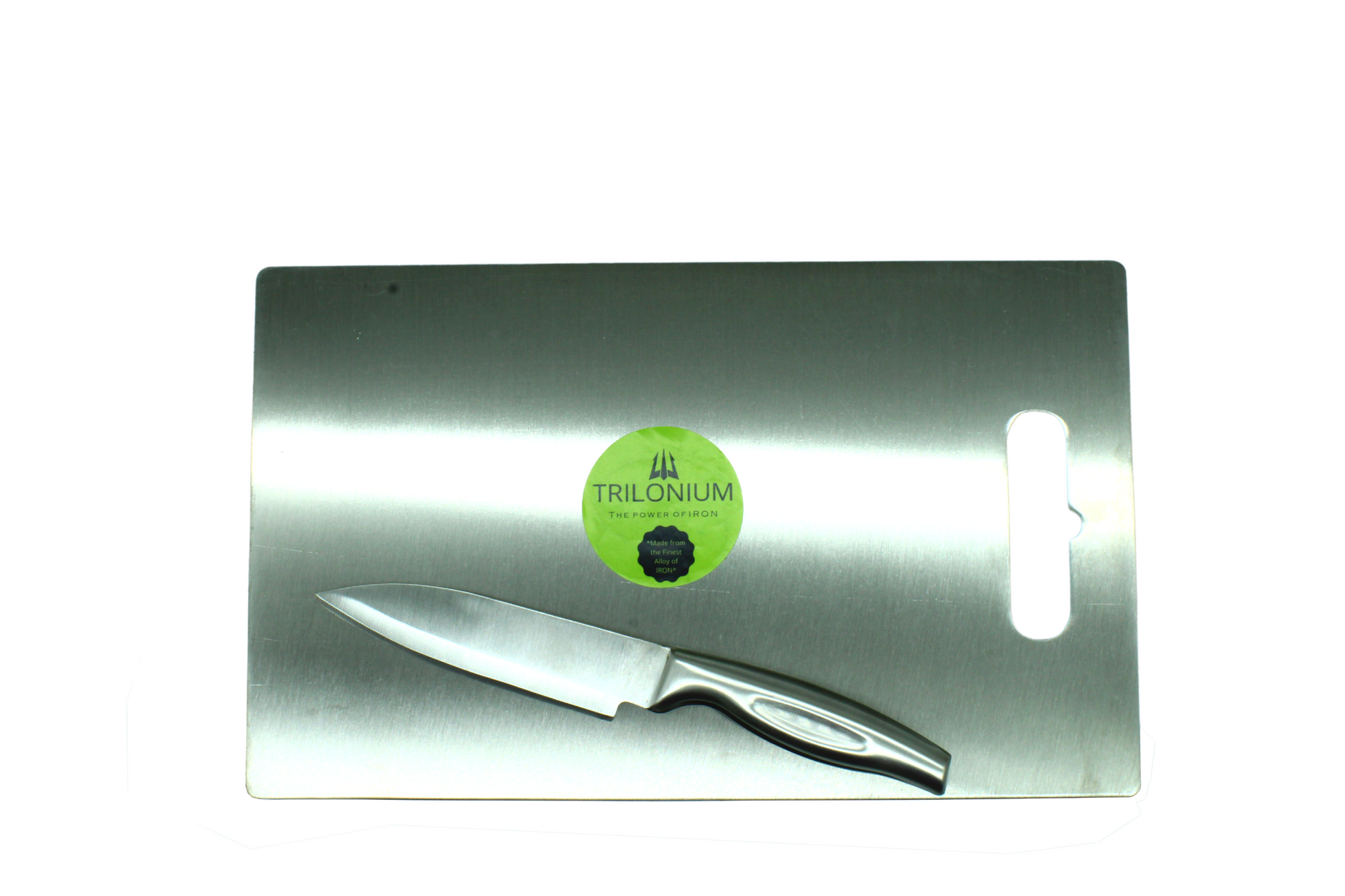 Stainless Steel Chopping | Cutting Board | Size No: 3 - 39cm X 26cm | Thickness: 2mm + 1 Pcs Knife | Combo TRILONIUM | Cast Iron Cookware