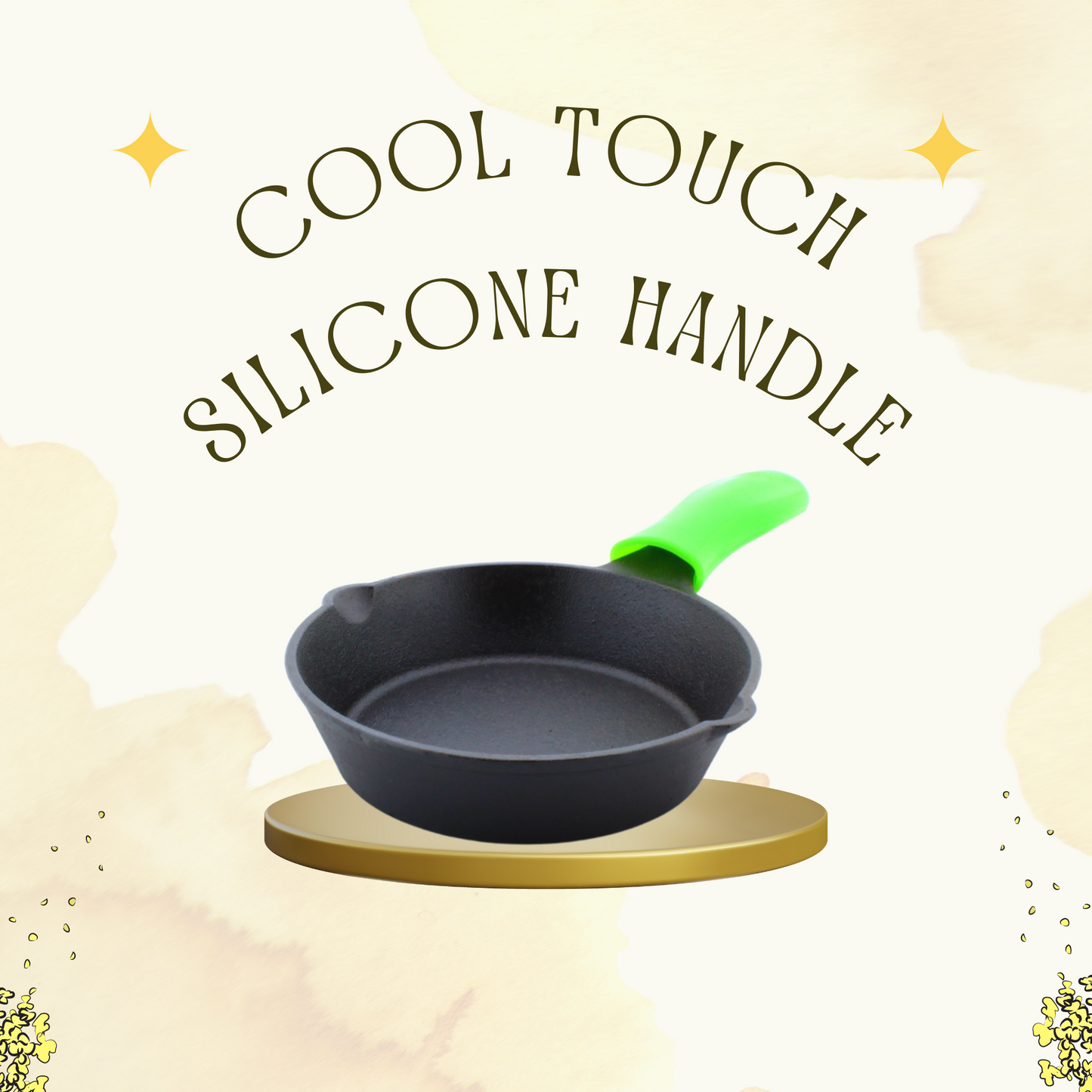 Cast Iron Skillet | Fry Pan | Pre-Seasoned | 8 inches | 1.45 Kgs | Induction Compatible | Free Silicone Heat Proof Sleeve Grip for hot handles