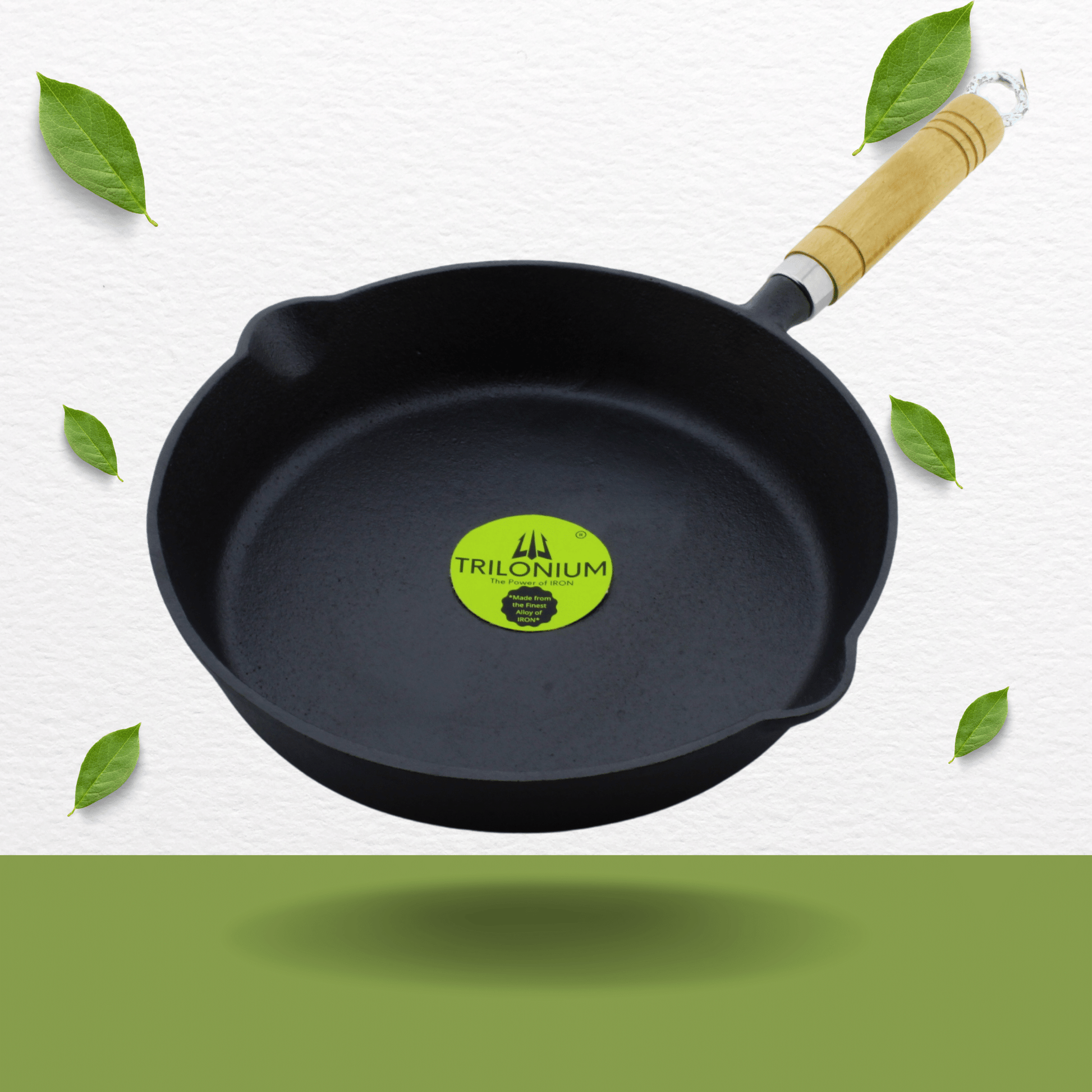 Kasian House Cast Iron Wok, Pre-Seasoned with Wooden Lid 12 Diameter and  Large Handles