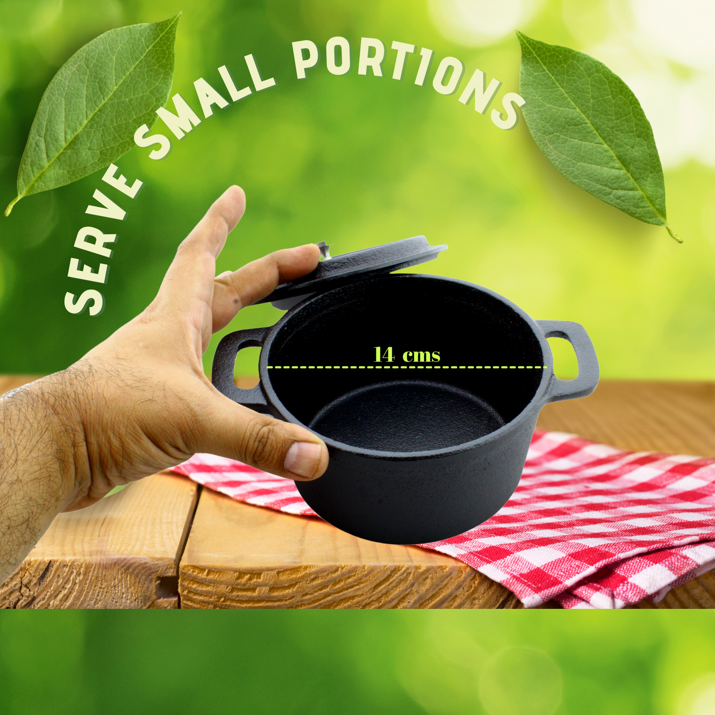 Trilonium Cast Iron Mini Cocotte Serving Pot 14 cms, Pre-Seasoned