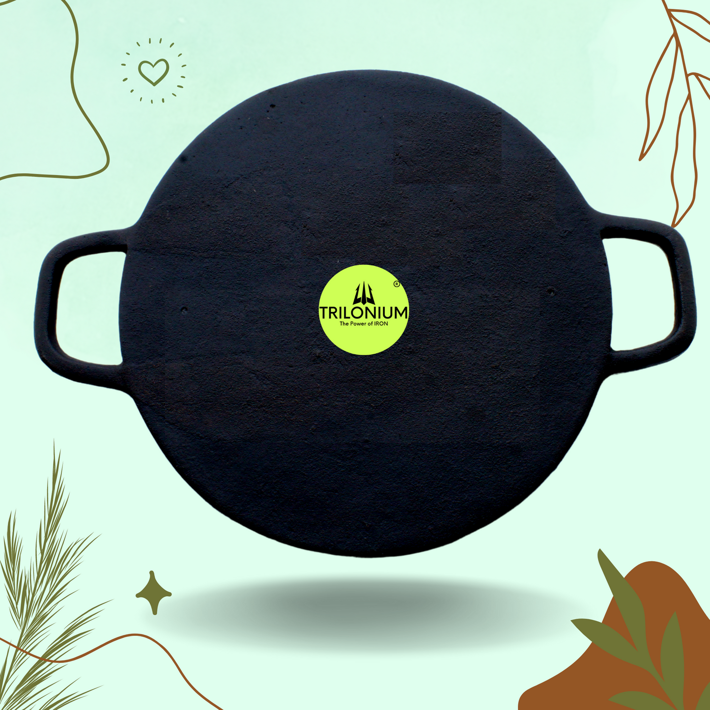 Trilonium Pre-Seasoned Cast Iron Concave Roti - Dosa Tawa 28 cms / 11 inches | Weighs 2.5 Kgs, Infinity