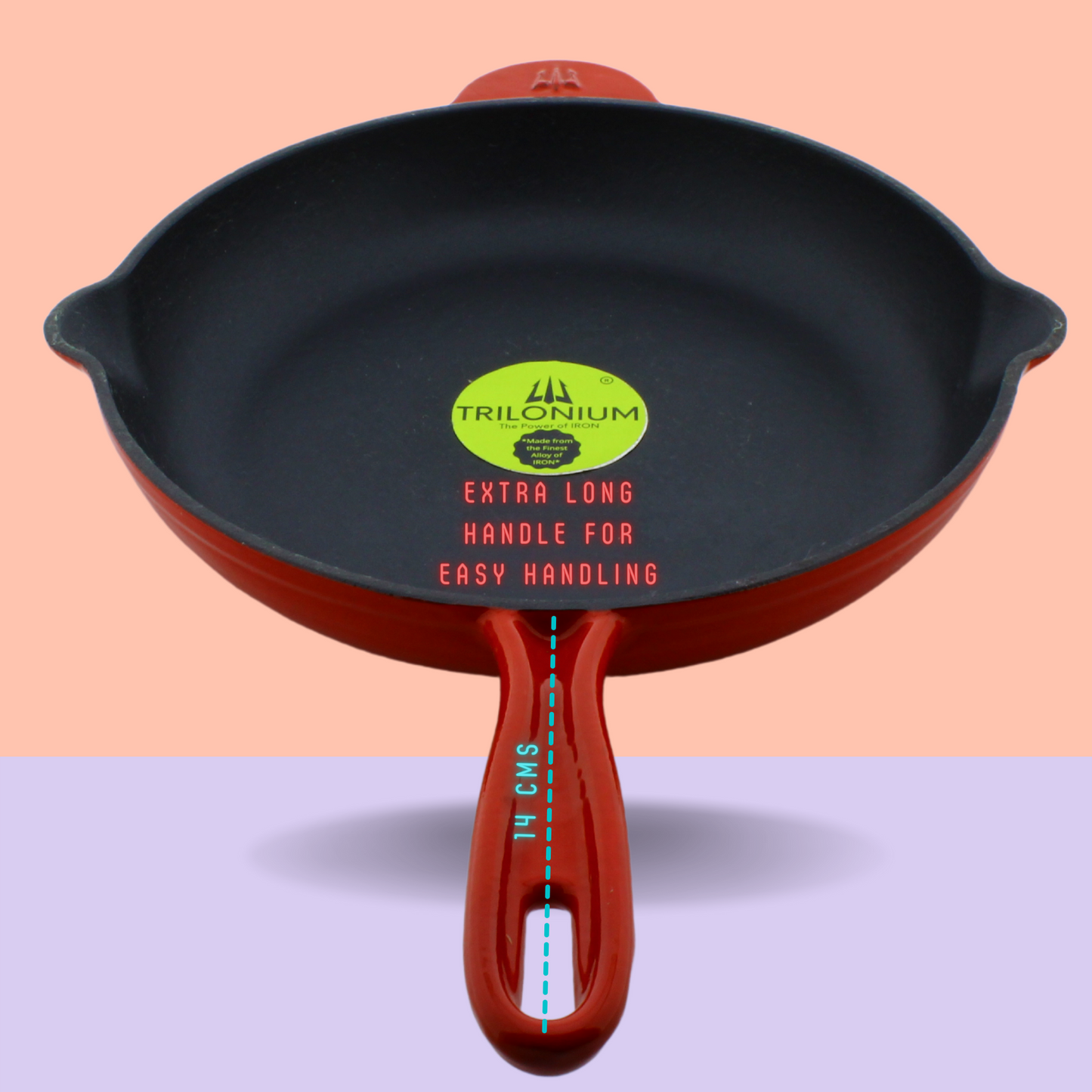 Cast Iron Skillet | Fry Pan | Enameled | 26cm | 2.5 Kgs | Induction Compatible