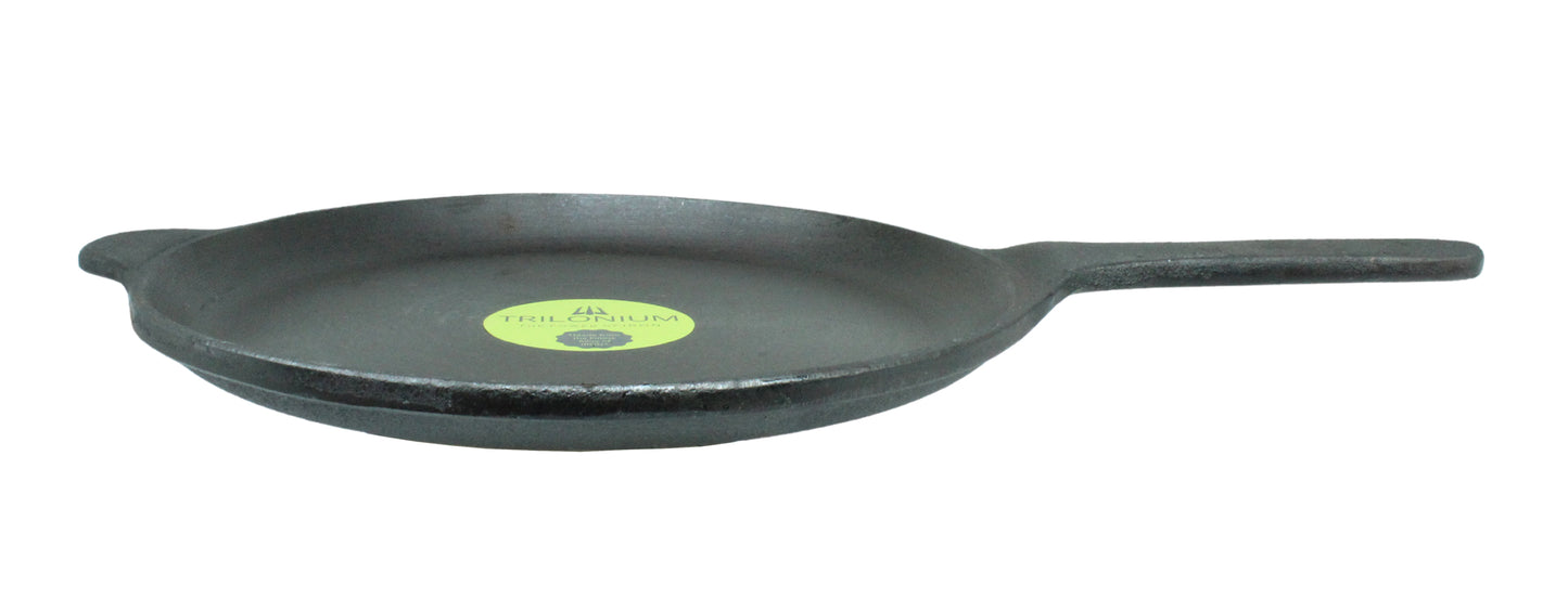 Cast Iron Skillet | Shallow Fry Pan | Omlete Pan | Pre-Seasoned | 25cm | 1.69 KG | Induction Compatible TRILONIUM | Cast Iron Cookware