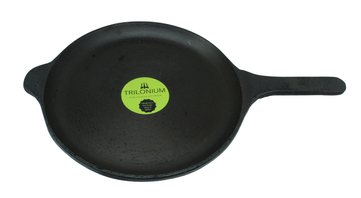 Cast Iron Skillet | Shallow Fry Pan | Omlete Pan | Pre-Seasoned | 25cm | 1.69 KG | Induction Compatible TRILONIUM | Cast Iron Cookware