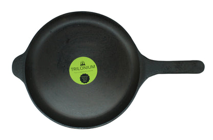 Cast Iron Skillet | Shallow Fry Pan | Omlete Pan | Pre-Seasoned | 25cm | 1.69 KG | Induction Compatible TRILONIUM | Cast Iron Cookware