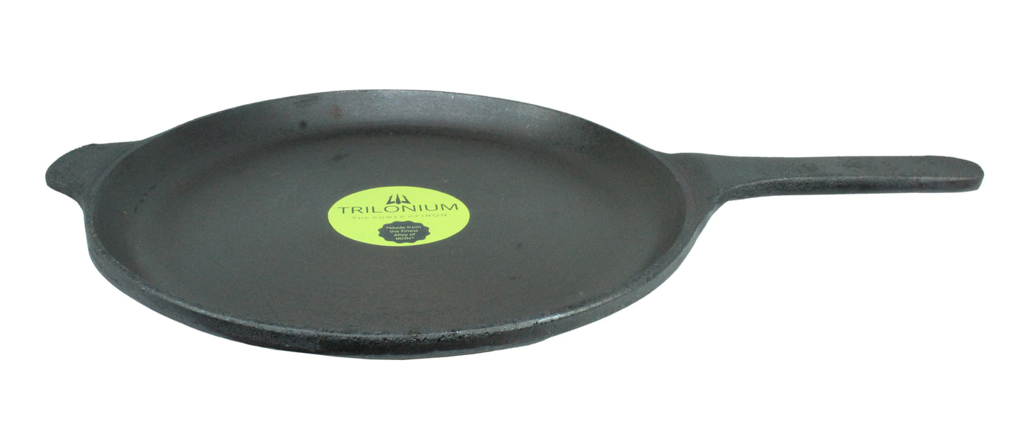 Cast Iron Skillet | Shallow Fry Pan | Omlete Pan | Pre-Seasoned | 25cm | 1.69 KG | Induction Compatible TRILONIUM | Cast Iron Cookware