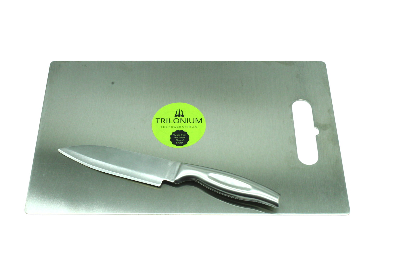 Stainless Steel Chopping | Cutting Board | Size No: 3 - 39cm X 26cm | Thickness: 2mm + 1 Pcs Knife | Combo TRILONIUM | Cast Iron Cookware
