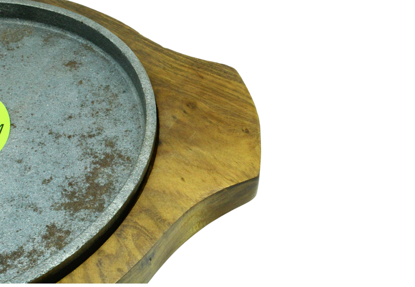 Cast Iron Sizzler Plate With Wooden Base | 8 inches | 1.58 KG TRILONIUM | Cast Iron Cookware