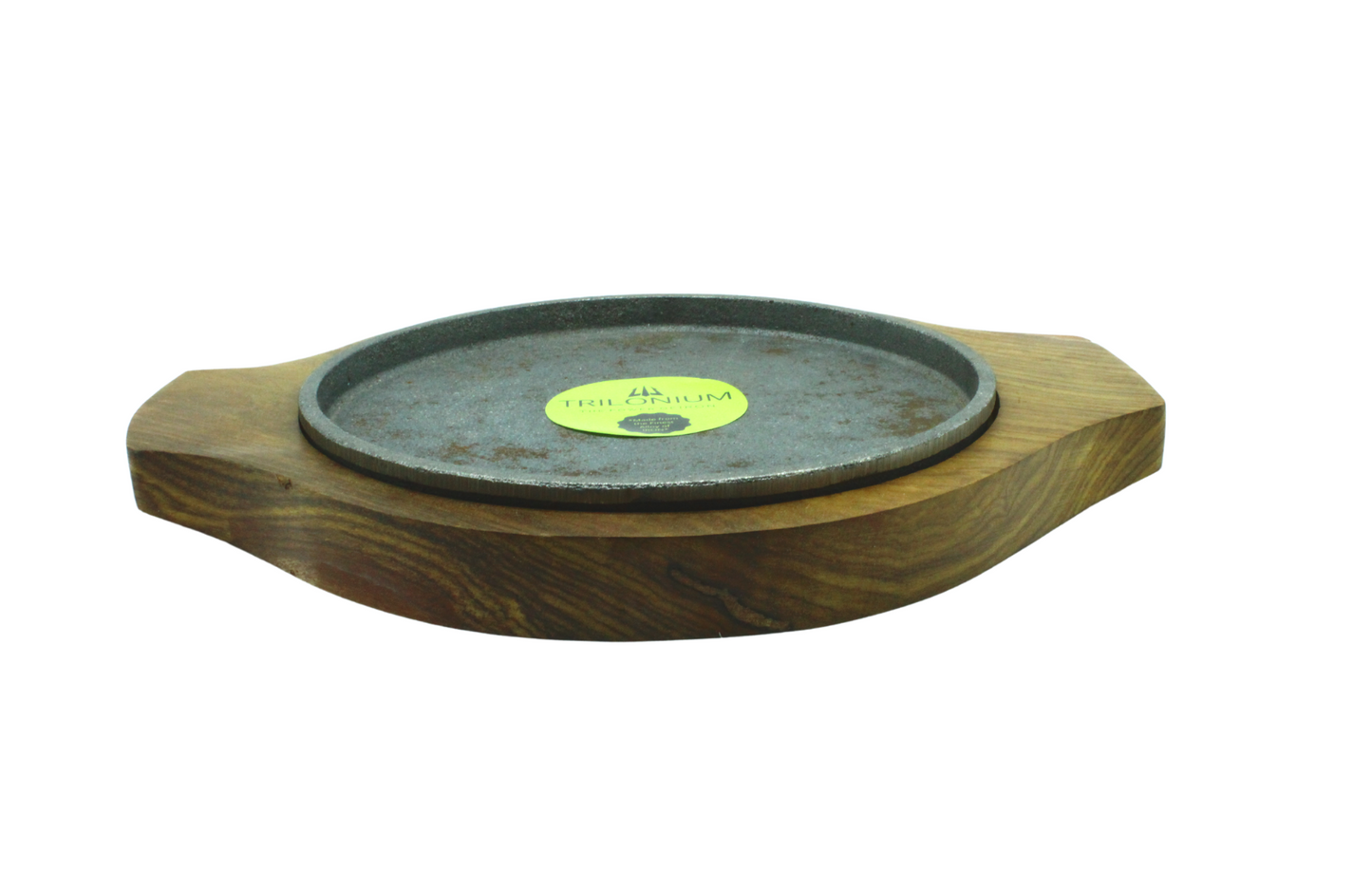Cast Iron Sizzler Plate With Wooden Base | 7 inches | 1.25 KG TRILONIUM | Cast Iron Cookware