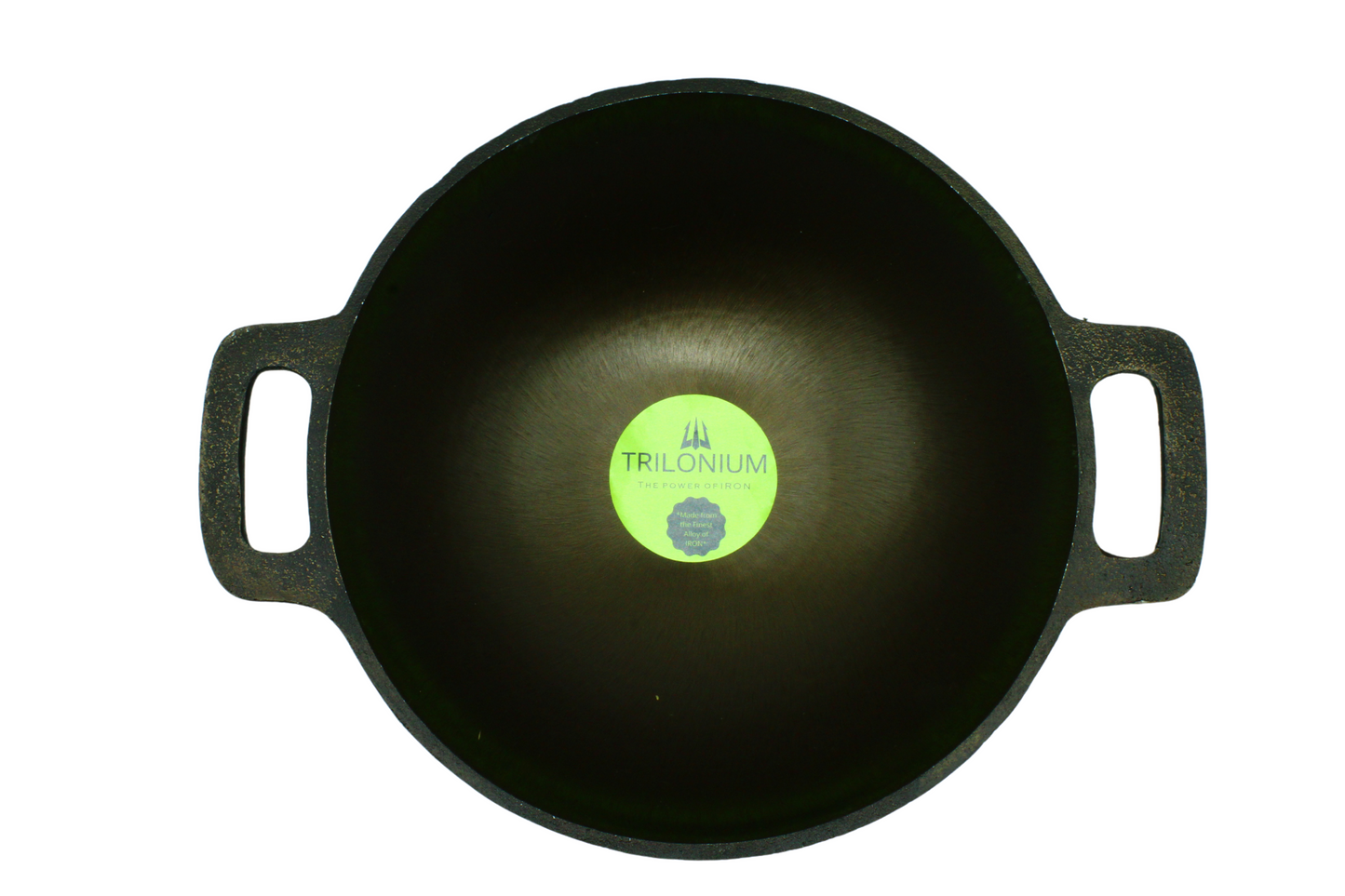Cast Iron Deep Kadai | Wok With Toughened Glass Lid | Pre-Seasoned | 10.5 inches | 2.74 Kgs TRILONIUM | Cast Iron Cookware