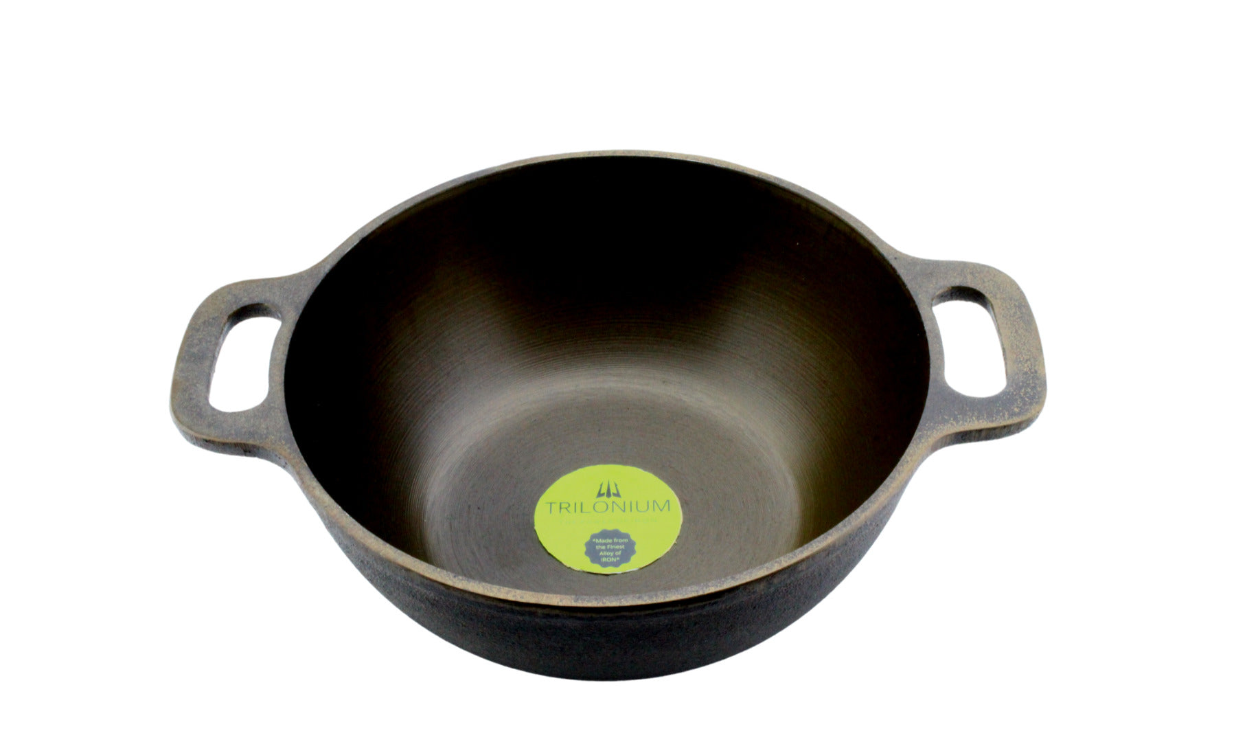 Cast Iron Kadhai With Lid | Machined Smooth | 10 Inches | 2.54 KG TRILONIUM | Cast Iron Cookware