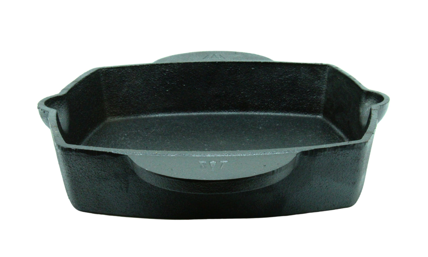 Cast Iron Skillet | Pre-Seasoned | 26cm | 4 KG | Dual Handle | Square | Induction Compatible TRILONIUM | Cast Iron Cookware