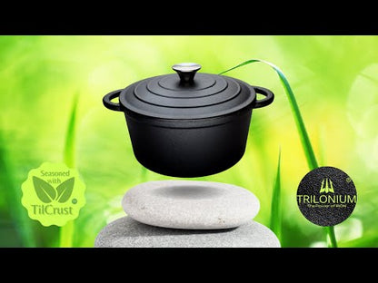 Cast Iron Dutch Oven Pot | Casserole | Biryani Pot | Cooking Pot | Pre-Seasoned | 20cm | 2.4 Litres | 2.75 Kgs